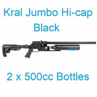 Kral Puncher Jumbo Hi-Cap Black .22 Calibre PCP Air Rifle 12 shot 2 x 500cc bottles and free hard case